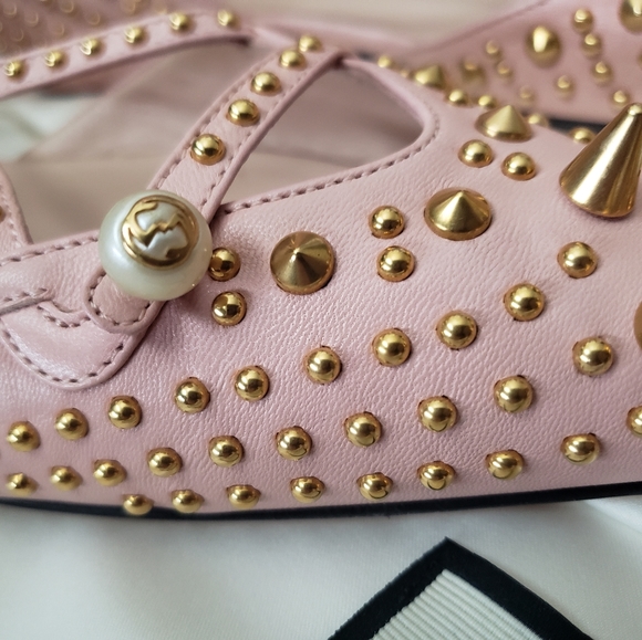 GUCCI Malaga Kid Studded Pointed Toe Unia Flats - Picture 8 of 16